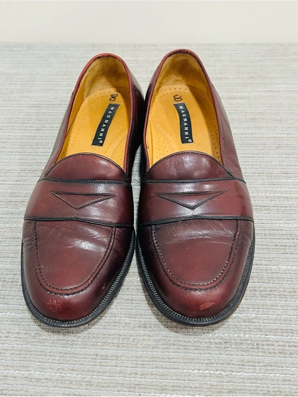 Vintage Magnanni Louie 5018 Men's Burgundy Leather‎ Penny Loafers Size 8 D Spain